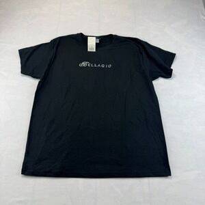 NWT Bellagio T-Shirt Womens Large Black Rhinestone Logo Short Sleeve Crew Neck